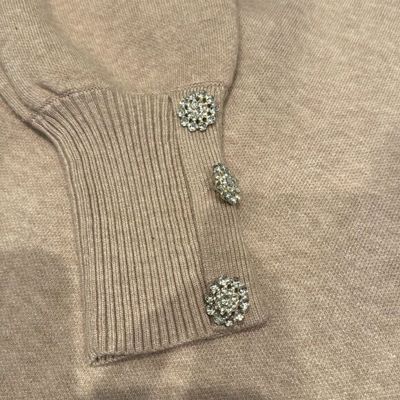 Tahari Mockneck Pullover Medium Jewel Sleeve Detail - Picture 3 of 5